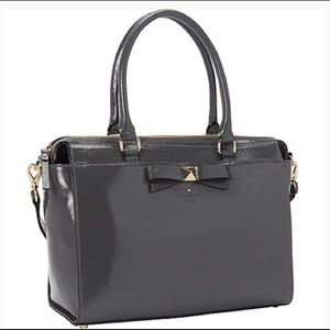 Kate Spade Charcoal Satchel with Bow Accent